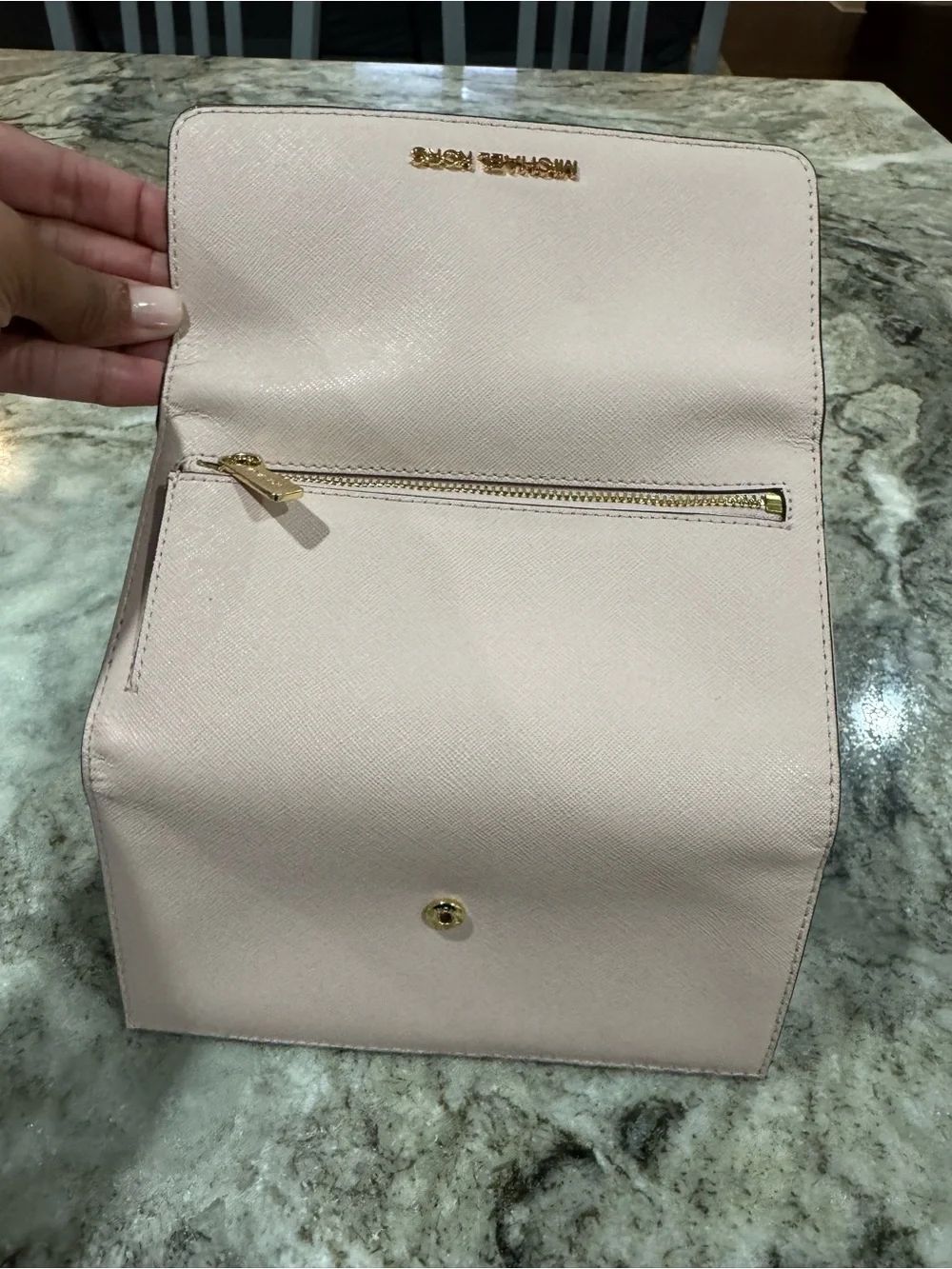 Michael Kors Blush Saffiano Leather Continental Wallet with Gold Logo